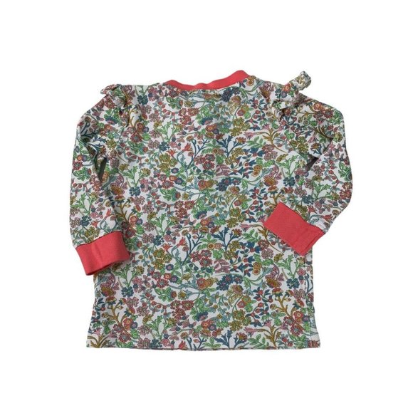 3 Baby Bliss Girls Floral Henley Style Top Shirt Pink Trim 100% Cotton - Picture 4 of 8